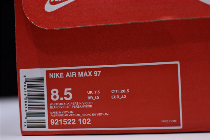 NIKE  Air Max 97 White/Black-Persin Violet  921522-102