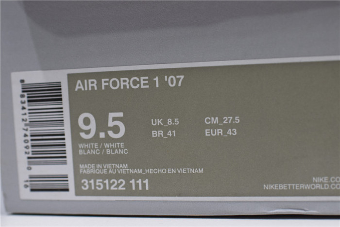 Nike Air Force 1 07 All Triple White Classic  Shoes Sneakers AF1 315122-111
