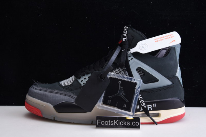 OFW x Air Jordan 4 “Bred” Black/Red CV9388-001