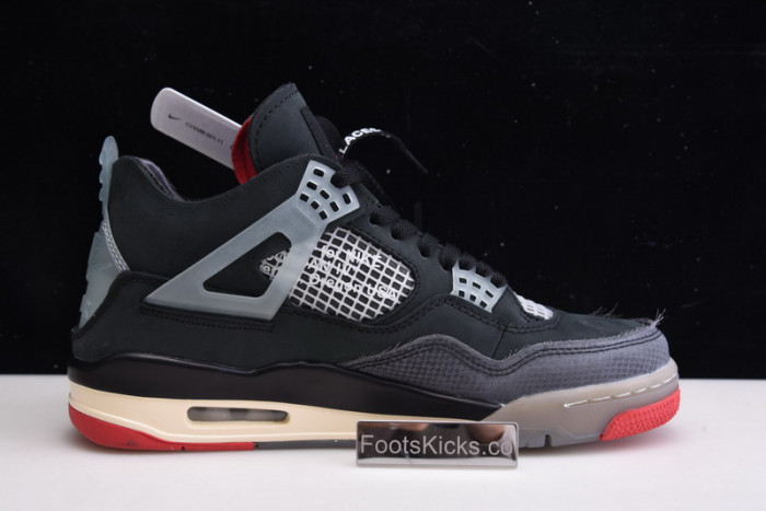 OFW x Air Jordan 4 “Bred” Black/Red CV9388-001
