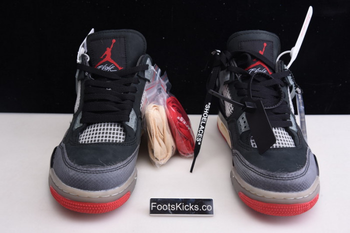 OFW x Air Jordan 4 “Bred” Black/Red CV9388-001