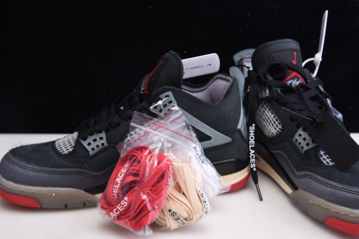OFW x Air Jordan 4 “Bred” Black/Red CV9388-001