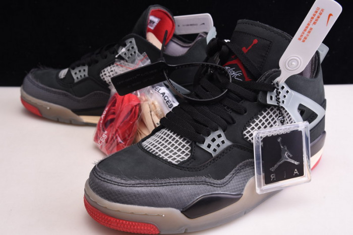 OFW x Air Jordan 4 “Bred” Black/Red CV9388-001