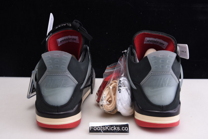 OFW x Air Jordan 4 “Bred” Black/Red CV9388-001