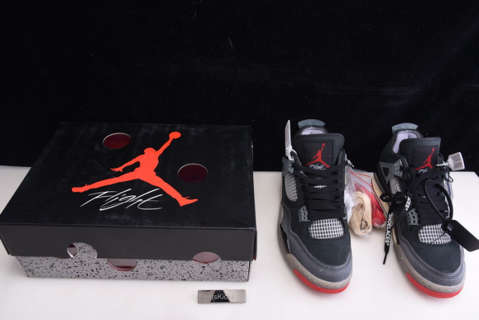 OFW x Air Jordan 4 “Bred” Black/Red CV9388-001