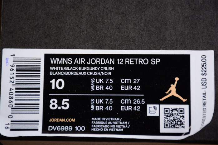 AIR Jordan 12 Retro SP A Ma Maniére White DV6989-100