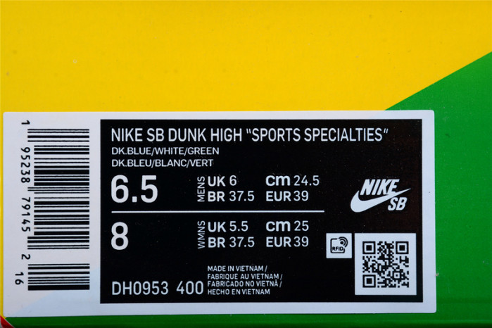 Nike Dunk High Sports Specialties White Navy DH0953-400