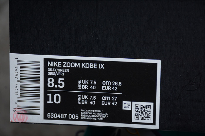Nike Kobe 9 Grey Green Purple  630487-005