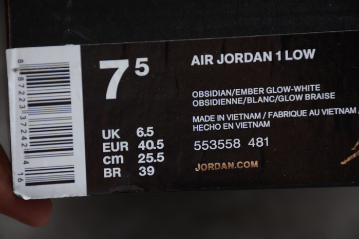 Air Jordan 1 Low Obsidian Ember Glow  553558-481