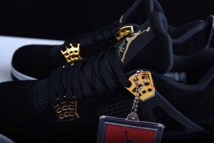 Air Jordan 4 “Royalty”  Black/Metallic Gold-White mens 308497-032