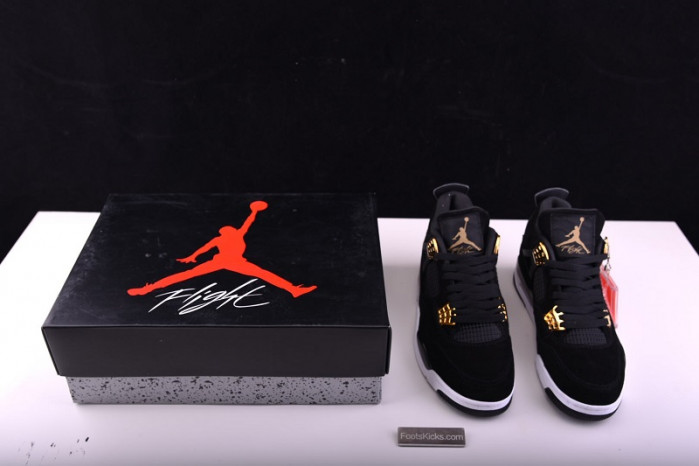 Air Jordan 4 “Royalty”  Black/Metallic Gold-White mens 308497-032