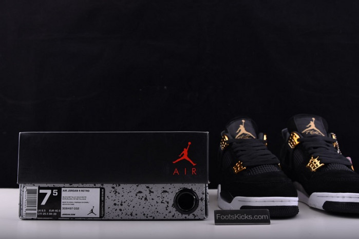 Air Jordan 4 “Royalty”  Black/Metallic Gold-White mens 308497-032
