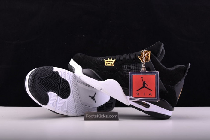 Air Jordan 4 “Royalty”  Black/Metallic Gold-White mens 308497-032