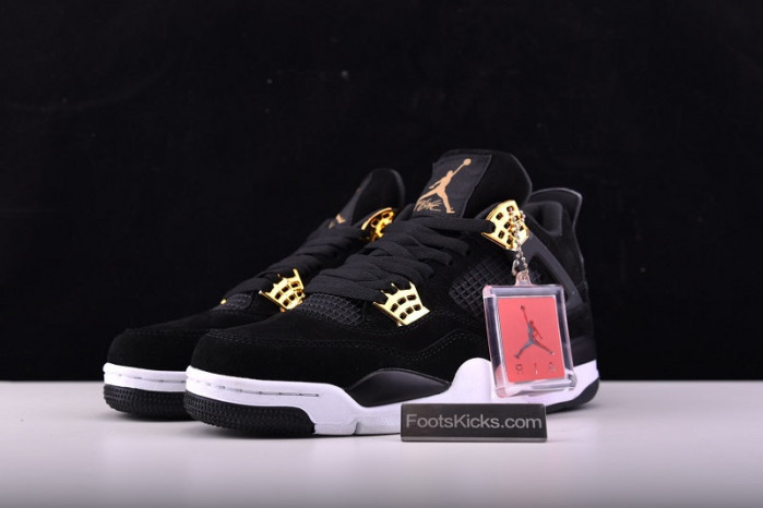 Air Jordan 4 “Royalty”  Black/Metallic Gold-White mens 308497-032