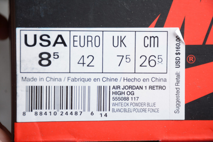 Air Jordan 1 Retro High OG  UNC 555088-117