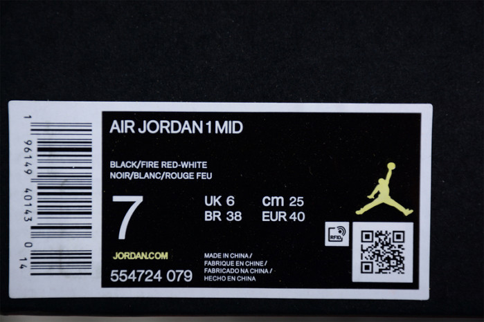 air Jordan 1 Mid White Black Red 554724-079