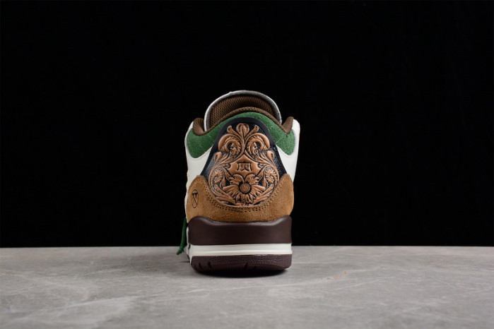 Air Jordan 3 Retro SE White Dark Brown Green Shoes 398614-500