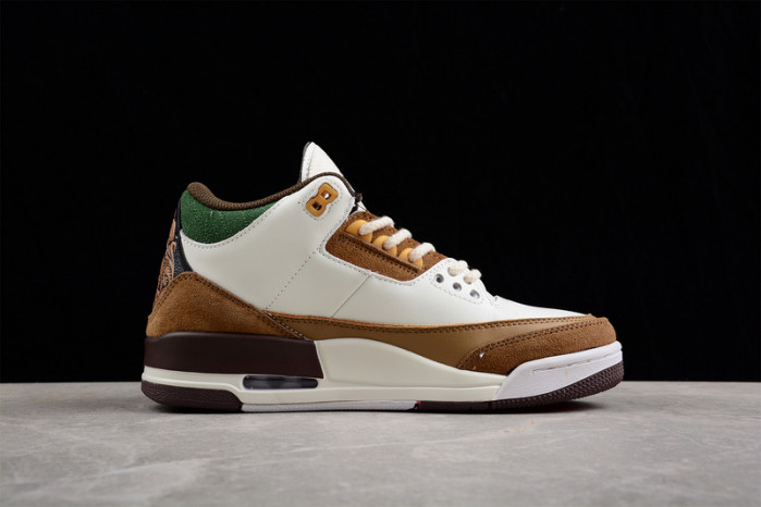 Air Jordan 3 Retro SE White Dark Brown Green Shoes 398614-500
