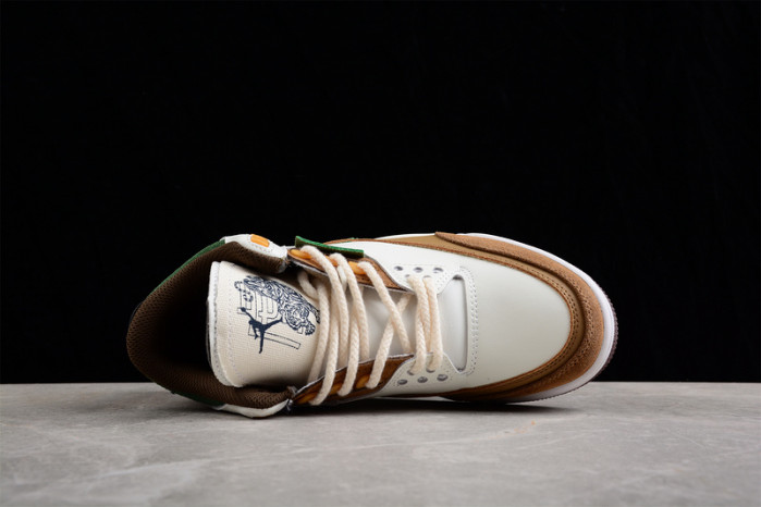 Air Jordan 3 Retro SE White Dark Brown Green Shoes 398614-500