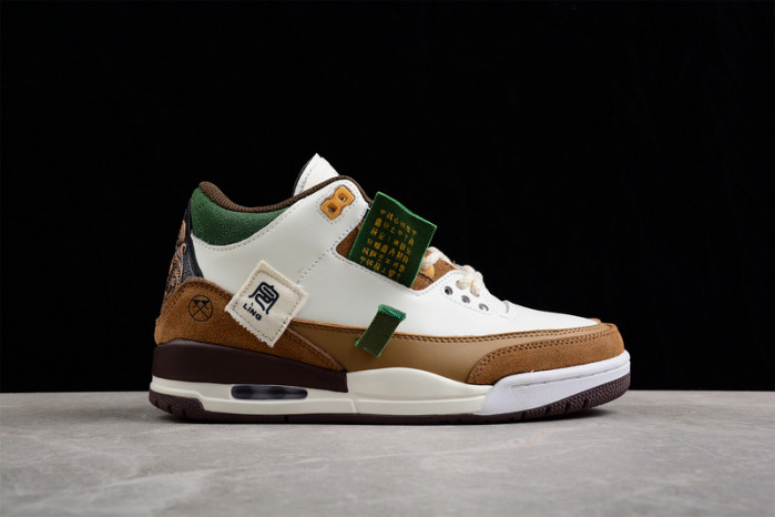 Air Jordan 3 Retro SE White Dark Brown Green Shoes 398614-500