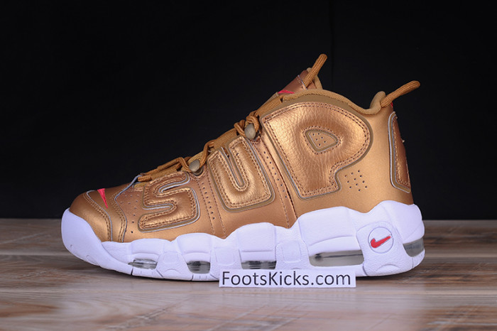 NIKE AIR MORE UPTEMPO "SUPREME" Metallic Gold/White 902290-700