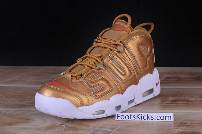 NIKE AIR MORE UPTEMPO "SUPREME" Metallic Gold/White 902290-700