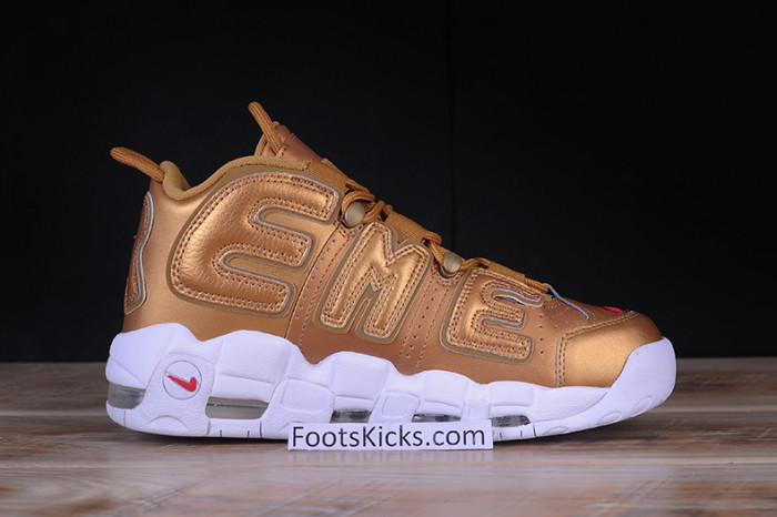 NIKE AIR MORE UPTEMPO "SUPREME" Metallic Gold/White 902290-700