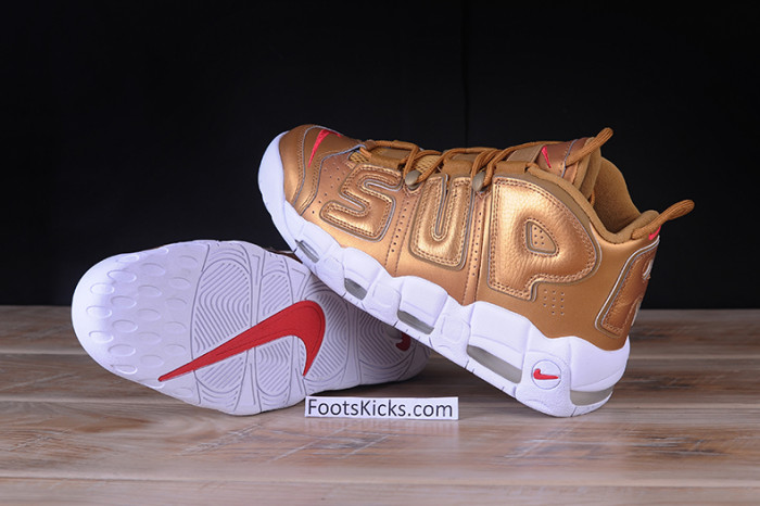 NIKE AIR MORE UPTEMPO "SUPREME" Metallic Gold/White 902290-700