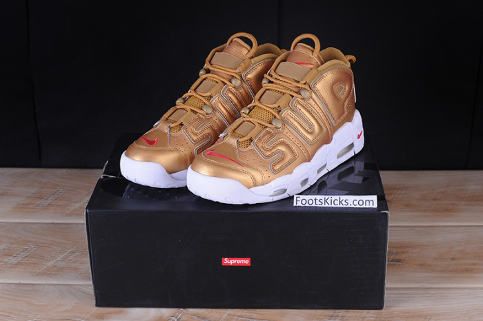 NIKE AIR MORE UPTEMPO "SUPREME" Metallic Gold/White 902290-700