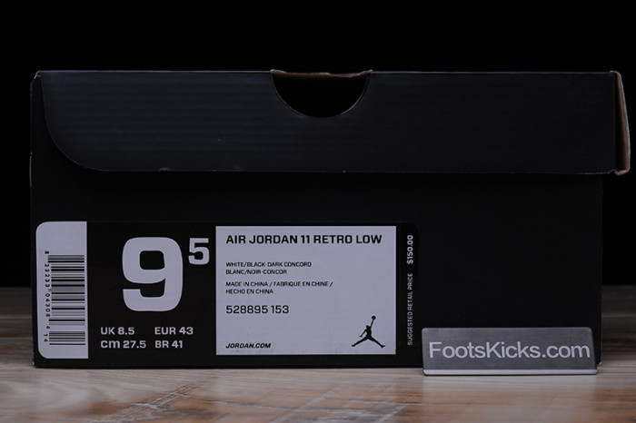 AIR JORDAN 11 RETRO LOW "CONCORD" BLACK/ WHITE  mens 528895-153