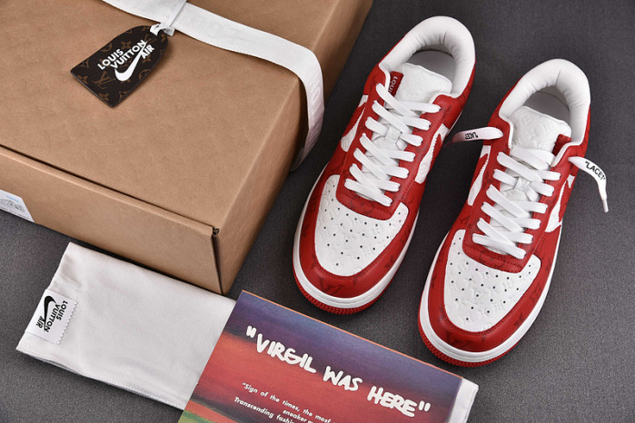 nike low air force 1 x red white