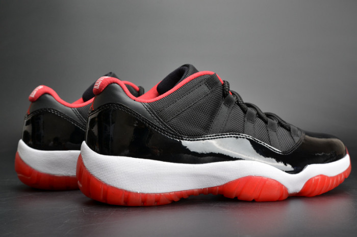 air jordan 11 retro low "bred" black/ red mens 528895-012