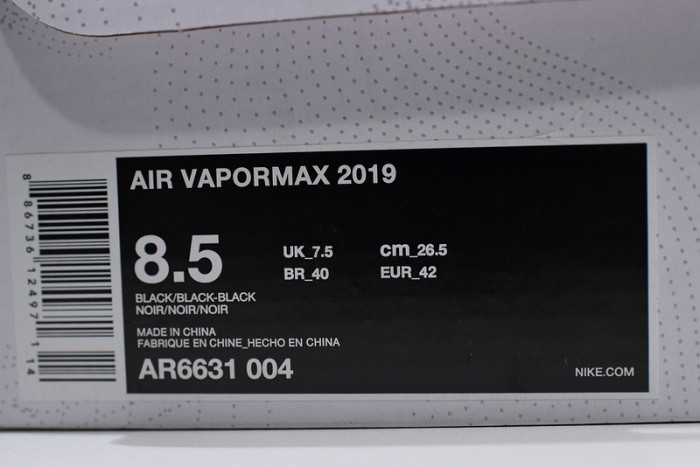 nike air vapormax 2019 “triple black” ar6631-004