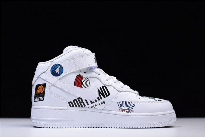 Nike Air Force 1 Mid NBA Teams White Aq8017-100