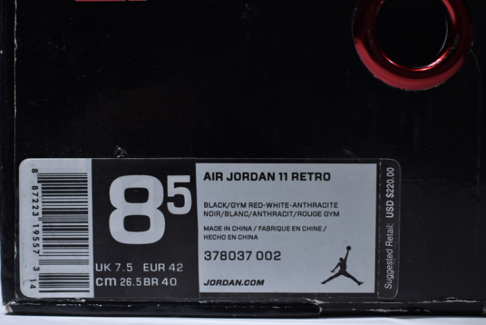 jordan 11 retro bp "72-10" black 378037-002
