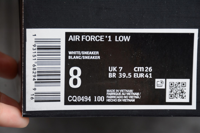 uninterrupted nike air force 1 low cq0494-100
