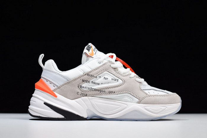 ofw x nike m2k tekno white, black & team orange a03108 058