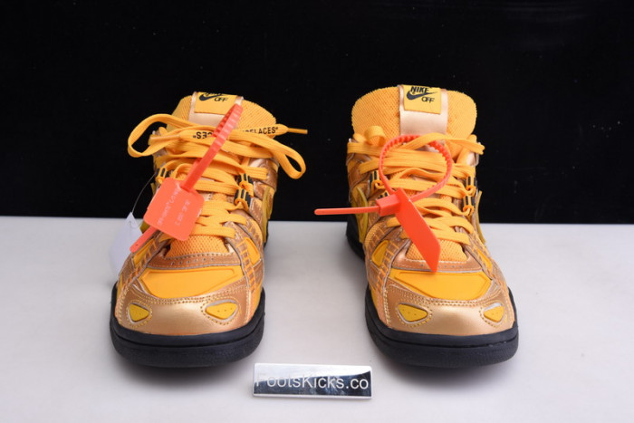 ofw x nike air rubber dunk “university gold cu6015-700