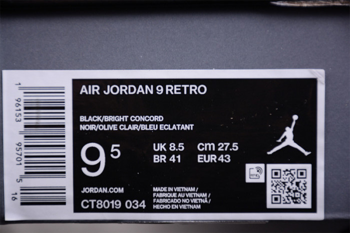 air jordan 9 olive concord ct8019-034