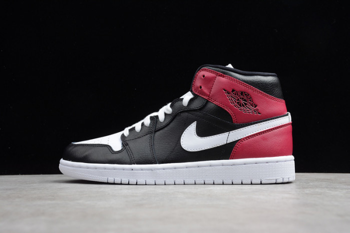 air jordan 1 mid black noble red bq6472-016