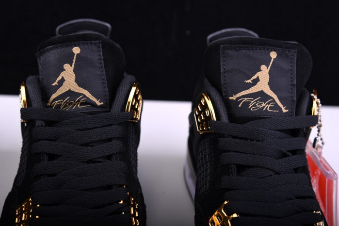air jordan 4 “royalty” black/metallic gold-white mens 308497-032