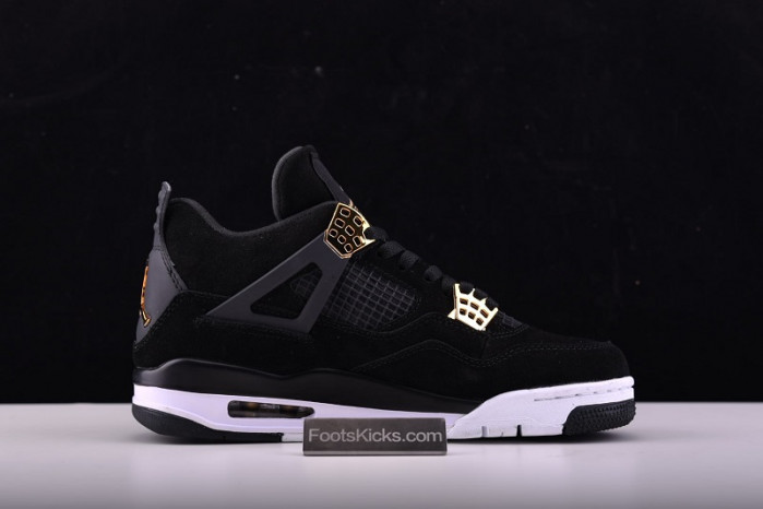 air jordan 4 “royalty” black/metallic gold-white mens 308497-032