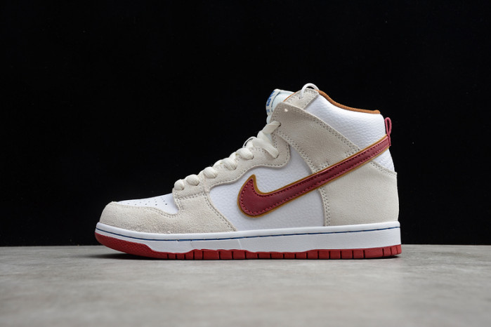nike sb dunk high sail bright crimson cv9499-100