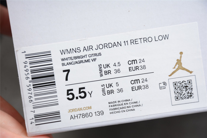 air jordan 11 low wmns “citrus" ah7860-139