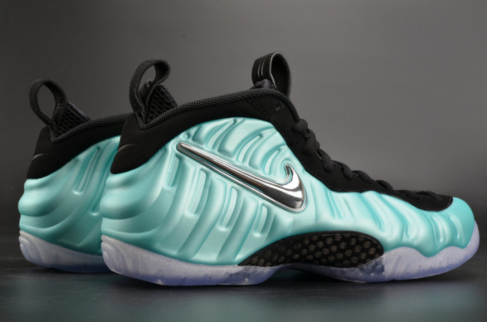 nike air foamposite pro “island green” metallic platinum mens 624041-303