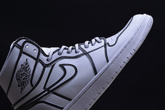 nike air jordan 1 retro “comic 3d pencil” white hand-painted mens aa4724-110